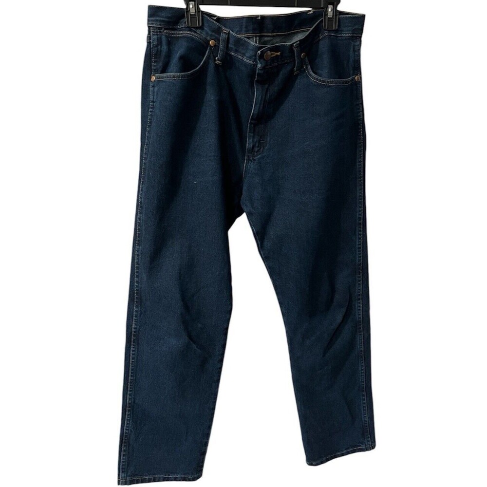 Wrangler Jeans Mens Sz 34x32 Regular Fit Denim Cowboy Cotton Blue western casual - Picture 2 of 10